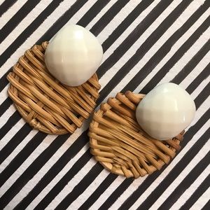 NWOT Boho Rattan Wicker Woven Post Earrings